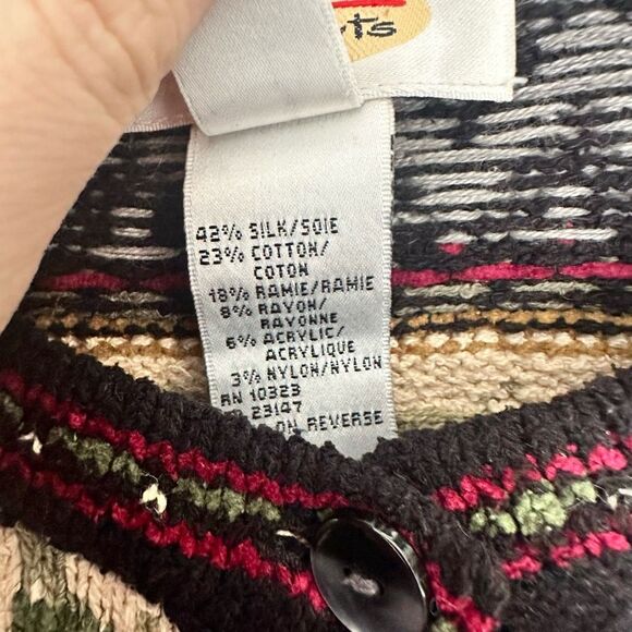 Vintage Talbots Women’s Small Silk Blend Patterned Sweater Cardigan - Picture 5 of 5